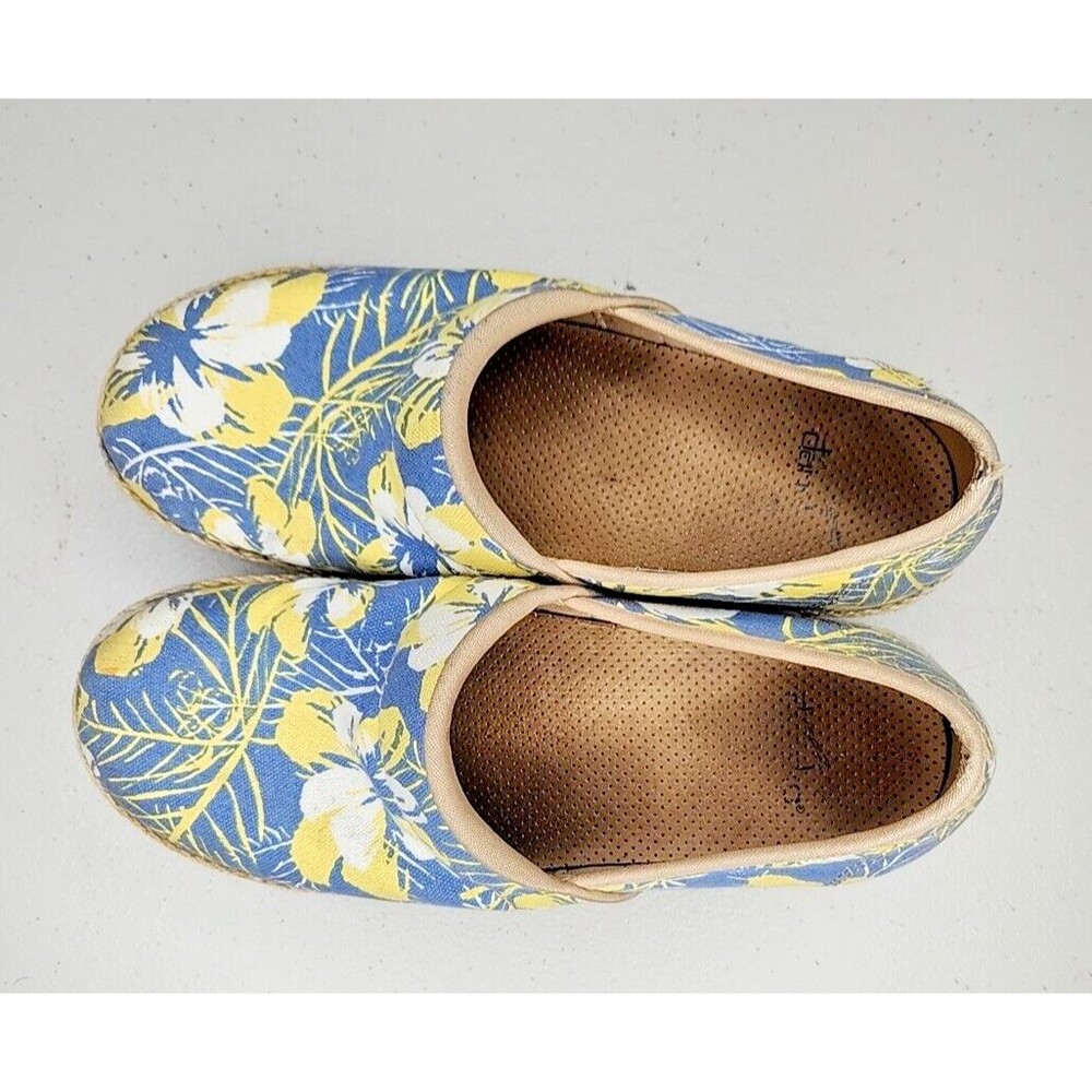 Dansko Womens Victoria Tahiti Blue Yellow Floral Canvas Clogs Size 39 8.5-9 US - Picture 2 of 8